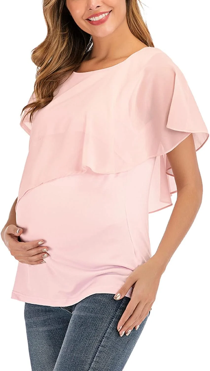 تاپ شیردهی بارداری Soraz، تاپ شیردهی بارداری زنانه یقه گرد آستین نامتقارن مناسب تابستان (L) تاپ شیردهی بارداری Soraz، تاپ شیردهی بارداری زنانه یقه گرد آستین نامتقارن مناسب تابستان (L)