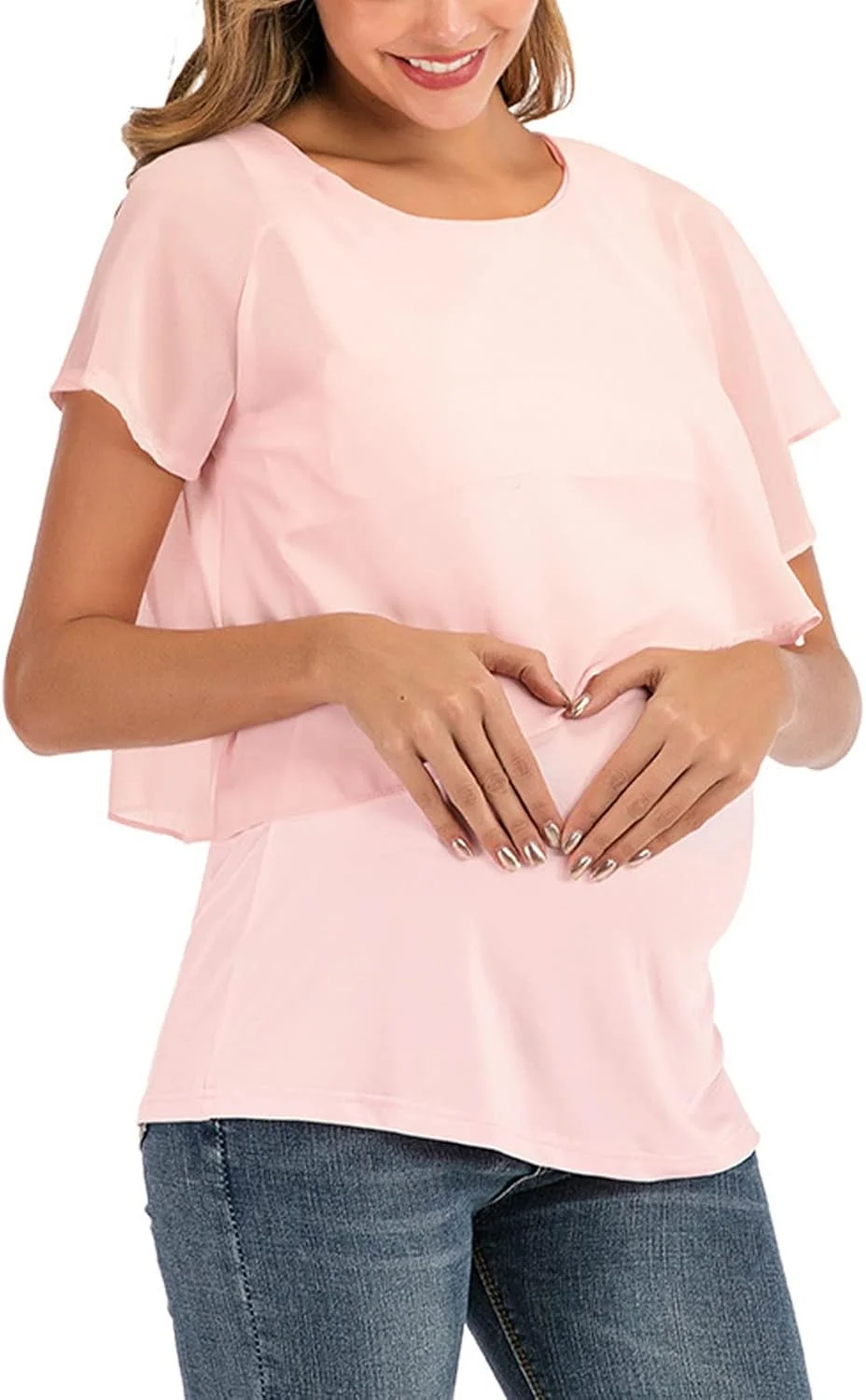 تاپ شیردهی بارداری Soraz، تاپ شیردهی بارداری زنانه یقه گرد آستین نامتقارن مناسب تابستان (L) تاپ شیردهی بارداری Soraz، تاپ شیردهی بارداری زنانه یقه گرد آستین نامتقارن مناسب تابستان (L)