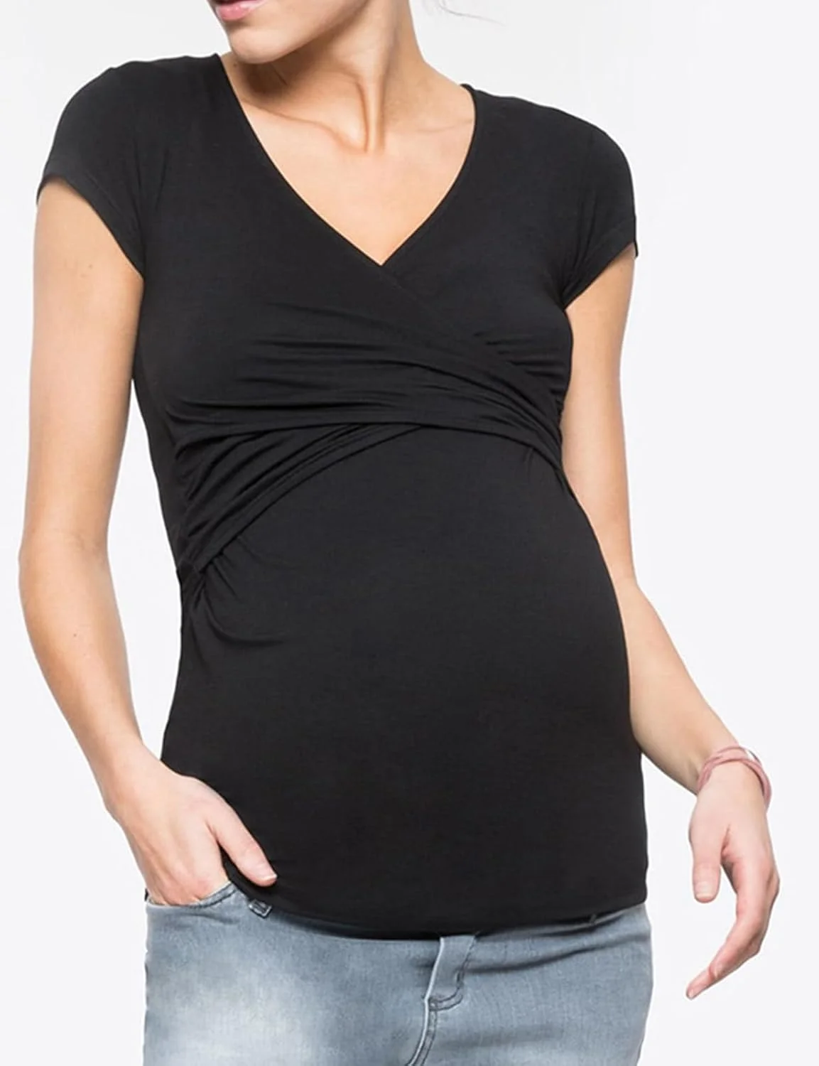 Sthxyfaith تاپ شیردهی بارداری زنانه آستین کوتاه یقه هفت تیشرت بارداری