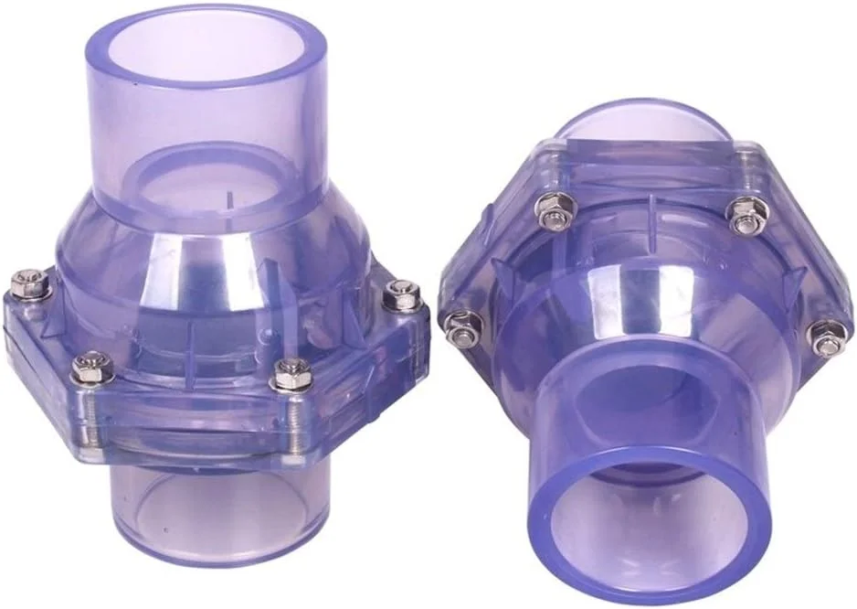 اتصالات لوله LZFuiop، دریچه یک طرفه لوله UPVC شفاف، سایزهای 40، 50 و 63 میلی‌متر، ضد بو، مناسب فاضلاب، اتصالات لوله آب صنعتی، بسته 2 عددی