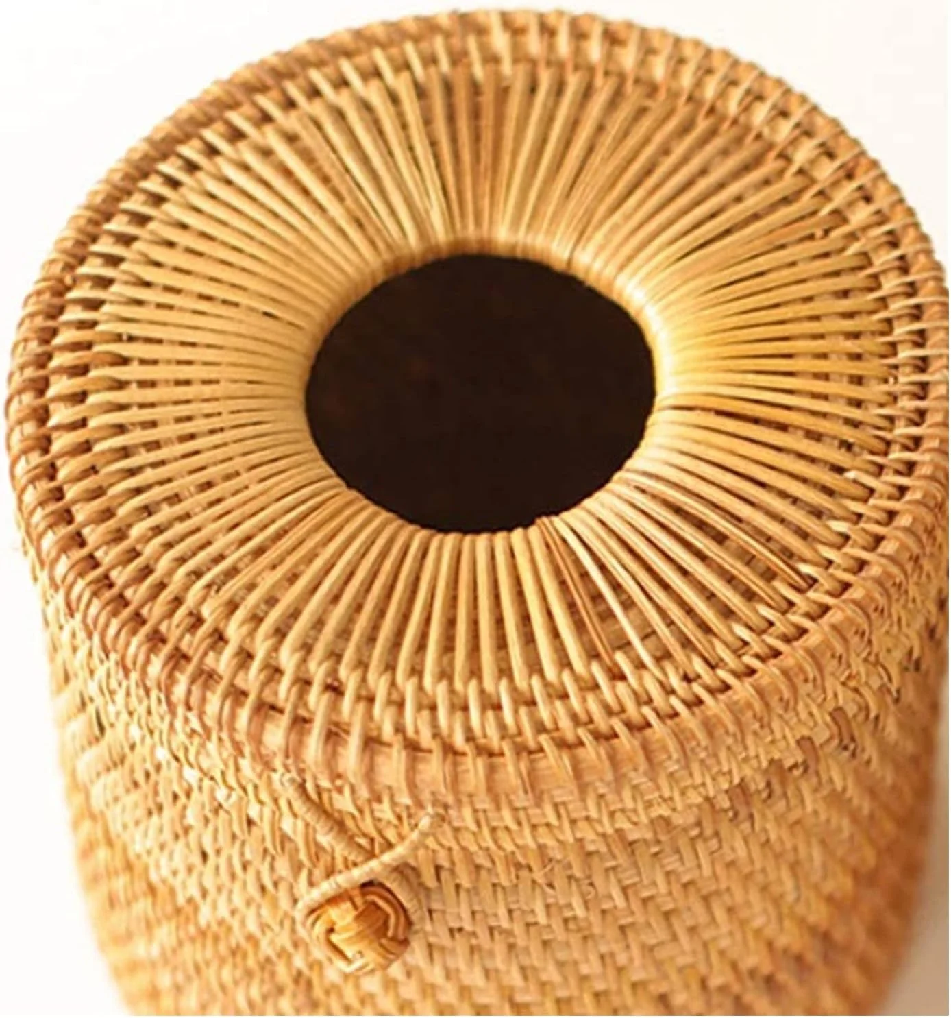 جا دستمال کاغذی روکش جعبه دستمال کاغذی حصیری گرد، جا دستمال کاغذی رولی، روکش دستمال کاغذی مناسب حمام، منزل، هتل و دفتر کار، جا دستمال کاغذی توالت (رنگ: خاکستری)