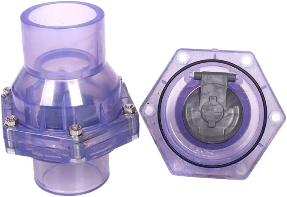 اتصالات لوله LZFuiop، دریچه یک طرفه لوله UPVC شفاف، سایزهای 40، 50 و 63 میلی‌متر، ضد بو، مناسب فاضلاب، اتصالات لوله آب صنعتی، بسته 2 عددی