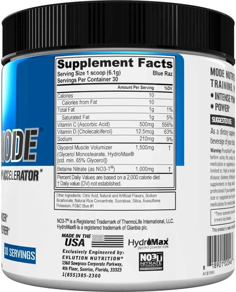 مکمل پمپ نیتریک اکسید Evlution Nutrition Pump Mode - ۳۰ سروینگ (تمشک آبی) مکمل پمپ نیتریک اکسید Evlution Nutrition Pump Mode - ۳۰ سروینگ (تمشک آبی)