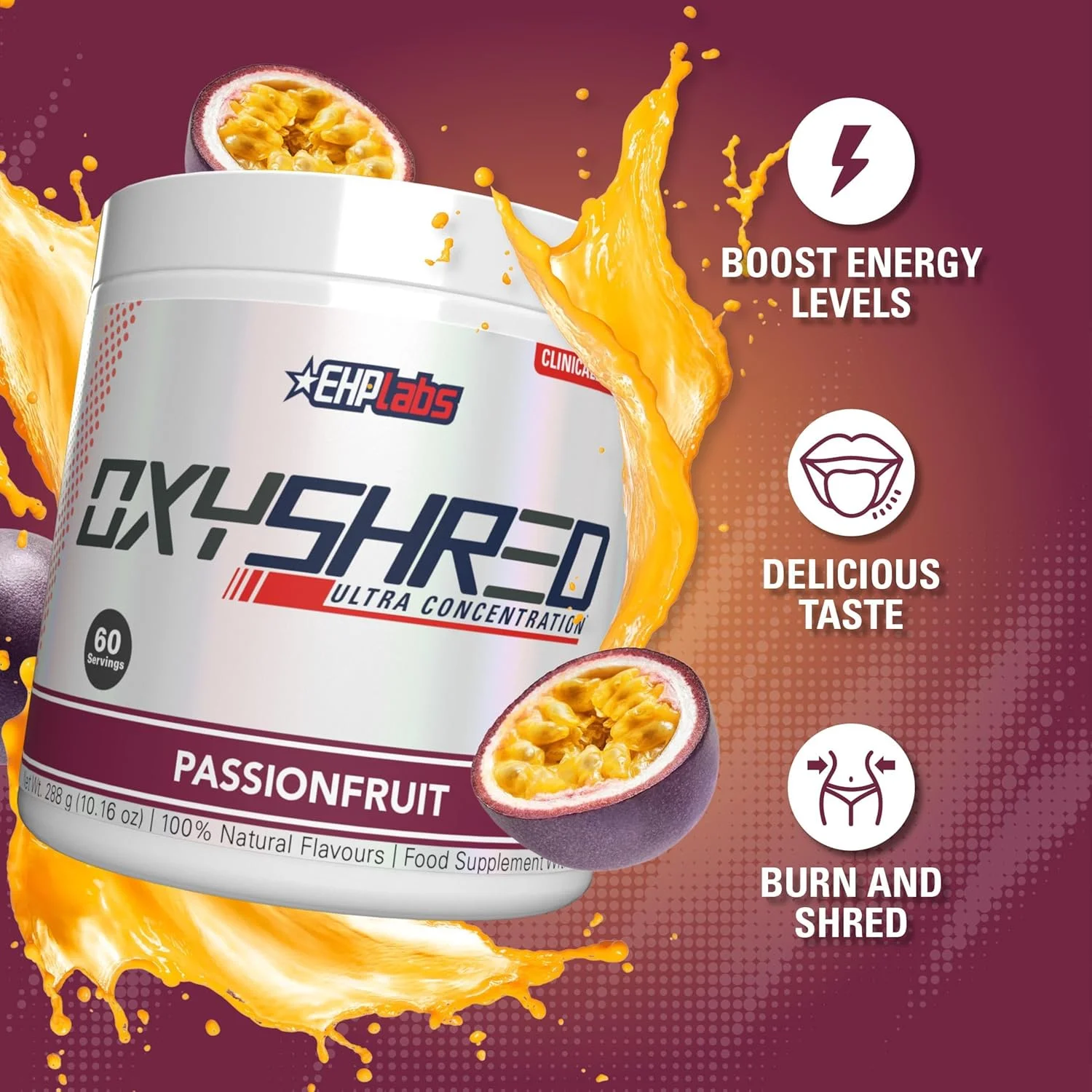 چربی سوز ترموژنیک OxyShred ای اچ پی لبز - مکمل کاهش وزن، تقویت کننده انرژی، قبل از تمرین، تقویت کننده متابولیسم، دفع آب انبه 60 سروینگ (پشن فروت) چربی سوز ترموژنیک OxyShred ای اچ پی لبز - مکمل کاهش وزن، تقویت کننده انرژی، قبل از تمرین، تقویت کننده متابولیسم، دفع آب انبه 60 سروینگ (پشن فروت)