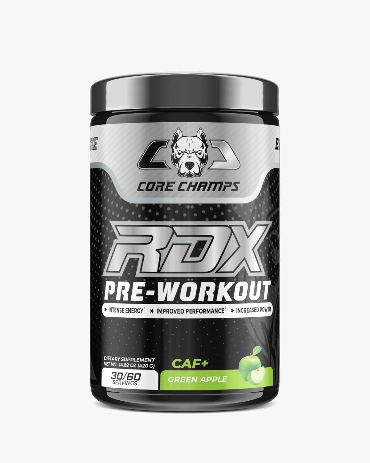 مکمل پیش از تمرین CORE CHAMPS RDX - 30/60 سروینگ | عملکرد بهبود یافته، افزایش قدرت | 21 گرم بتا آلانین، 21 گرم ال-سیترولین، 7 گرم ال-آرژنین، 7 گرم کراتین، 3.6 گرم ال-تورین، 2.9 گرم کافئین | انرژی، پمپ، تمرکز (سیب سبز) مکمل پیش از تمرین CORE CHAMPS RDX - 30/60 سروینگ | عملکرد بهبود یافته، افزایش قدرت | 21 گرم بتا آلانین، 21 گرم ال-سیترولین، 7 گرم ال-آرژنین، 7 گرم کراتین، 3.6 گرم ال-تورین، 2.9 گرم کافئین | انرژی، پمپ، تمرکز (سیب سبز)