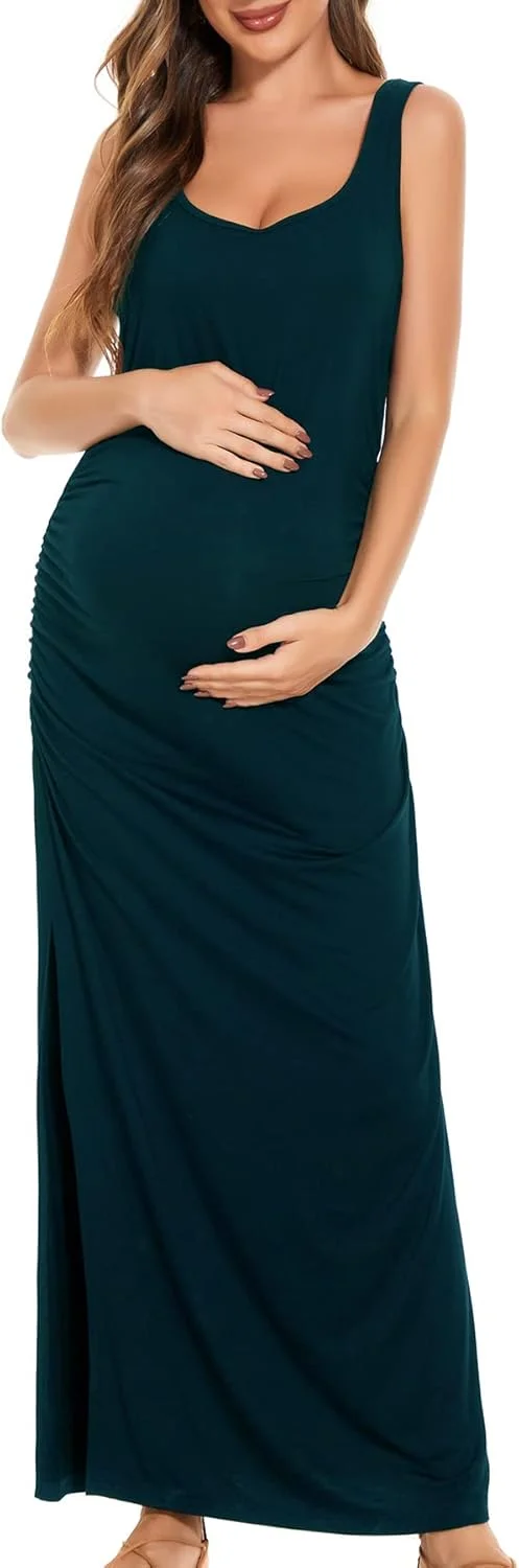 لباس بارداری بلند زنانه Smallshow، بدون آستین با چاک