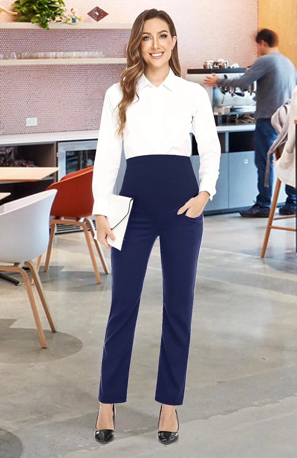 شلوار بارداری زنانه PACBREEZE مناسب کار، بارداری، غیر رسمی، کشی، راسته، مجلسی با جیب