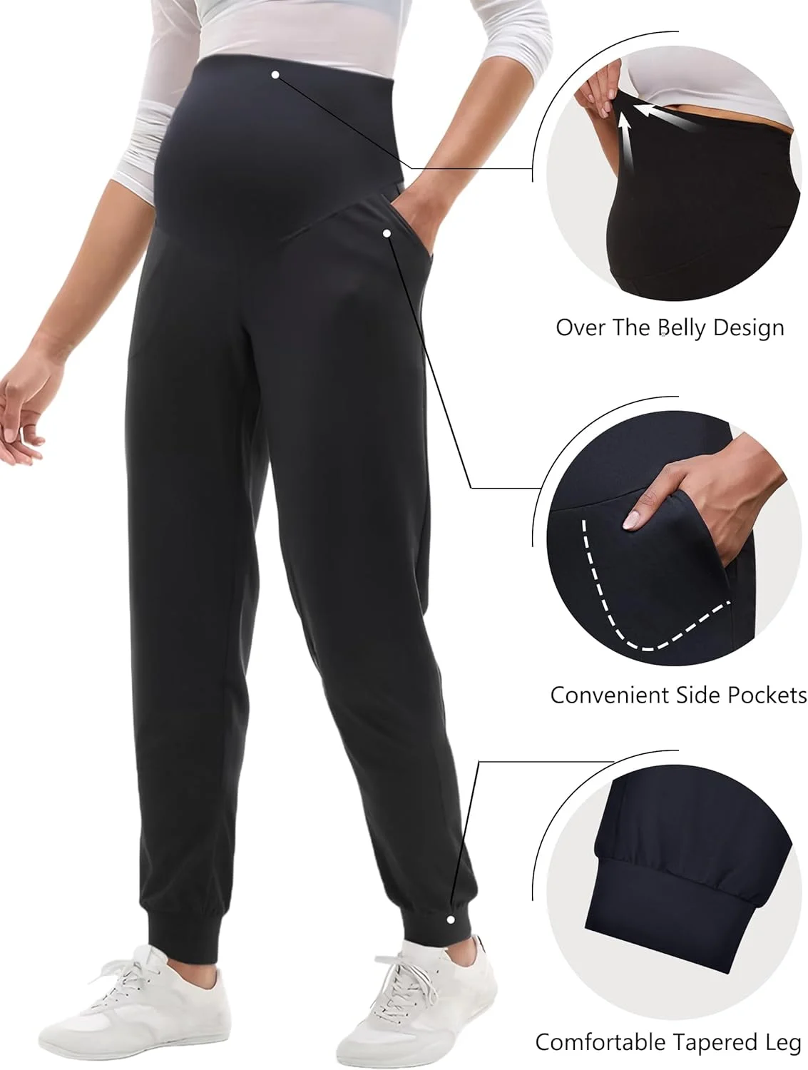 شلوار جاگر بارداری فوق العاده نرم Peauty با پاچه های کشباف و طراحی روی شکم، مناسب برای استراحت و فعالیت