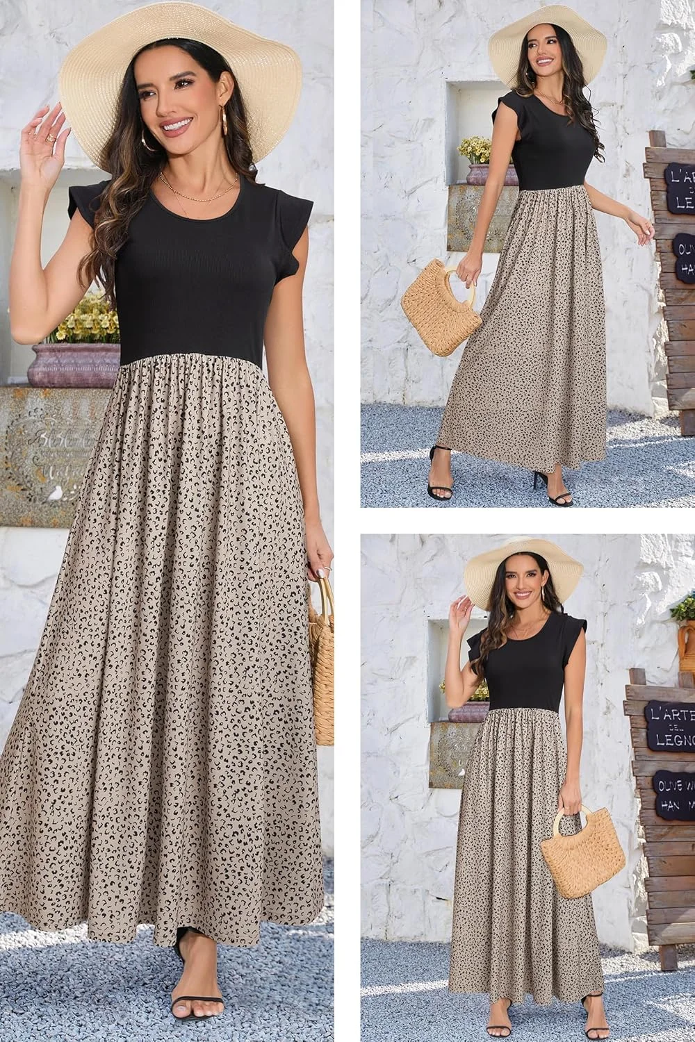 لباس بارداری زنانه اوگز مدل 2025 بهاره و تابستانه، بدون آستین، کبریتی، لباس بلند ماکسی غیررسمی و شیک با جیب