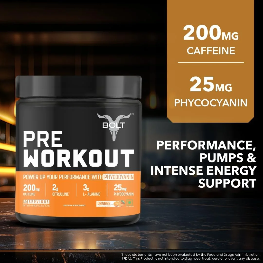 مکمل قبل از تمرین Bolt Nutrition با پودر کافئین، سیترولین مالات، بتا آلانین، تورین برای انرژی انفجاری، پمپ و تمرکز 300 گرم، 30 سروینگ با طعم پرتقال مکمل قبل از تمرین Bolt Nutrition با پودر کافئین، سیترولین مالات، بتا آلانین، تورین برای انرژی انفجاری، پمپ و تمرکز 300 گرم، 30 سروینگ با طعم پرتقال