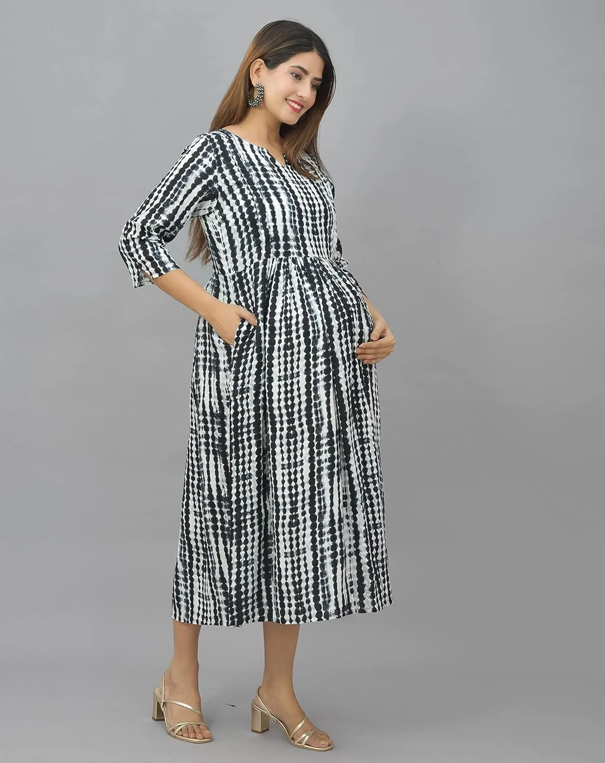 لباس بارداری زنانه نگن، طرح تایلندی، مناسب دوران بارداری و شیردهی، دارای زیپ برای شیردهی، مناسب قبل و بعد از بارداری