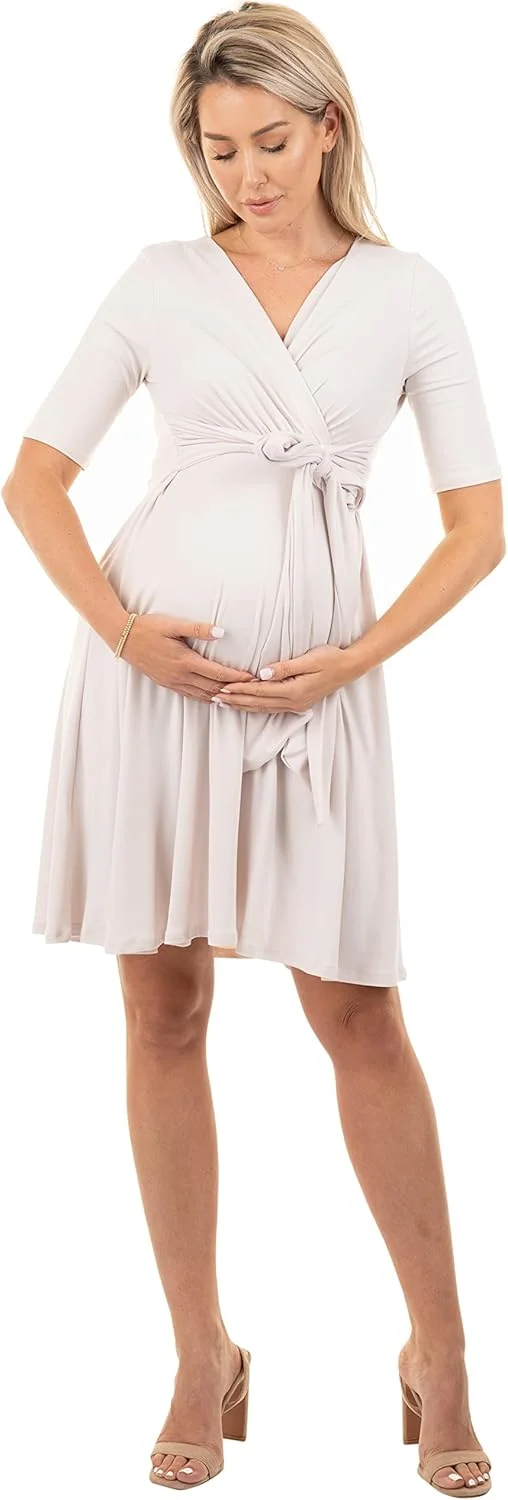پیراهن بارداری مدل Mother Bee با آستین سه ربع و کمربند قابل تنظیم