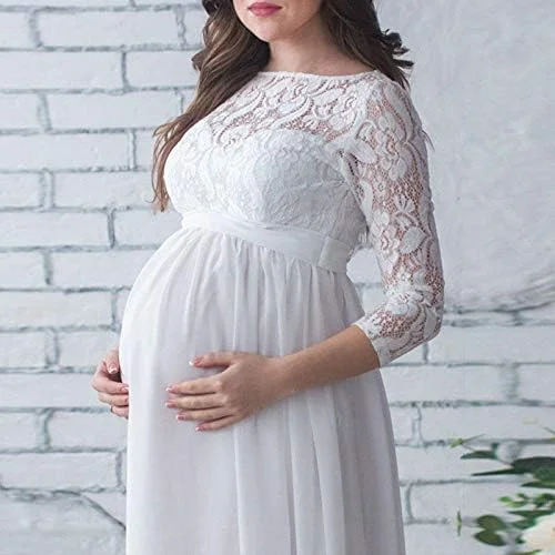 Miolasay Maternity Dress for Photography Chiffon Off-Shoulder Elegant Gown Front Split Long Pregnancy Dresses for Photoshoot Miolasay Maternity Dress for Photography Chiffon Off-Shoulder Elegant Gown Front Split Long Pregnancy Dresses for Photoshoot
