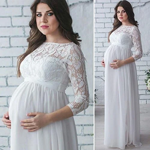 Miolasay Maternity Dress for Photography Chiffon Off-Shoulder Elegant Gown Front Split Long Pregnancy Dresses for Photoshoot Miolasay Maternity Dress for Photography Chiffon Off-Shoulder Elegant Gown Front Split Long Pregnancy Dresses for Photoshoot