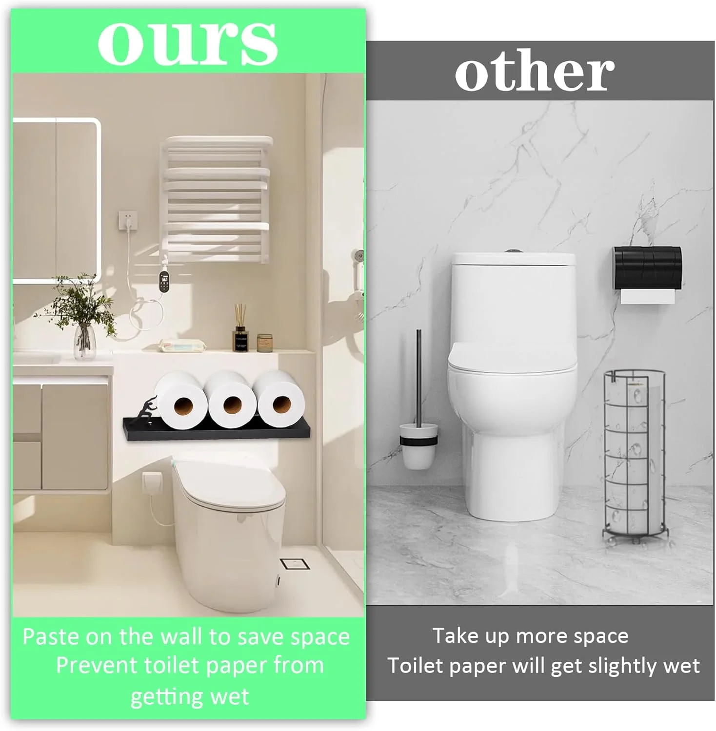 نگهدارنده کاغذ توالت، نگهدارنده ذخیره سازی کاغذ توالت، نگهدارنده دیواری خنده دار کاغذ توالت، نگهدارنده کج رول توالت برای رول های دستمال کاغذی، دستمال مرطوب، حوله
