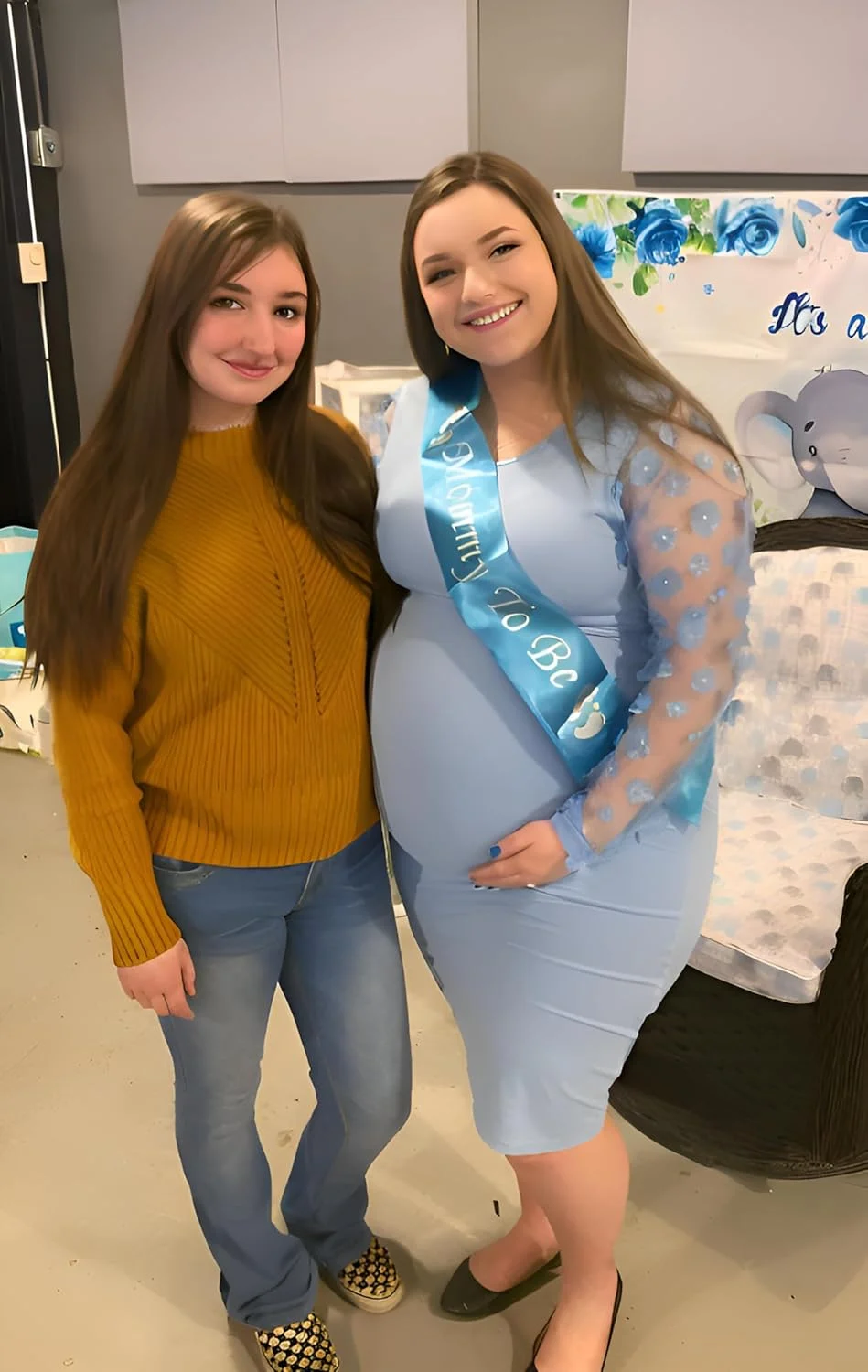 پیراهن میدی بارداری آستین بلند اسقف توری گلدار، پیراهن بارداری جذب پاییزی برای مهمانی تعیین جنسیت/مهمان عروسی/عکاسی