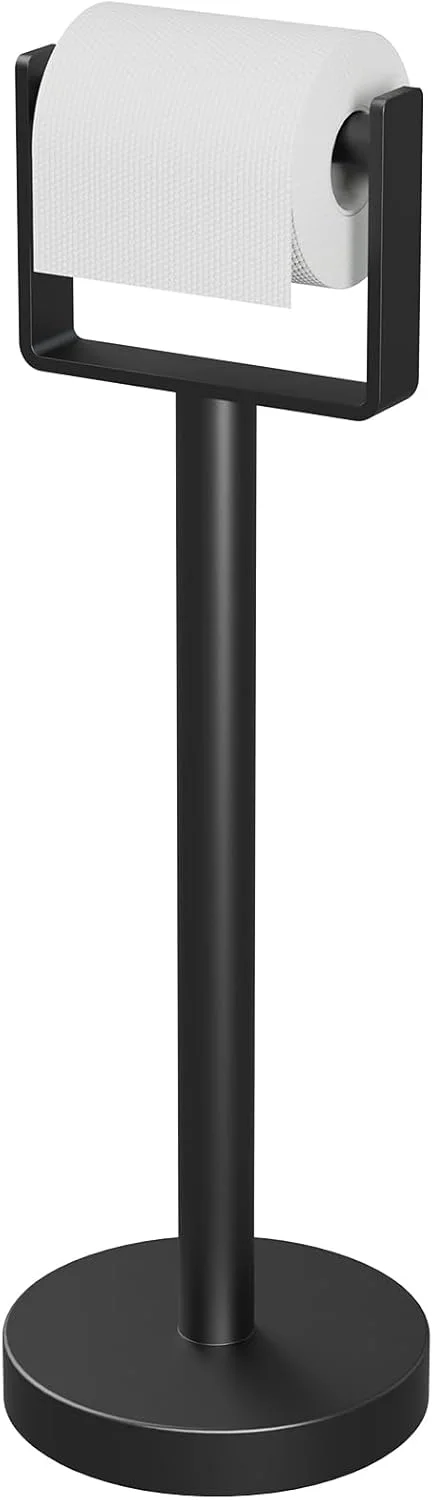 جا دستمال کاغذی توالت ایستاده، پایه دستمال کاغذی توالت 304SUS، پایه وزنی رول دستمال کاغذی زمینی برای حمام، مشکی مات جا دستمال کاغذی توالت ایستاده، پایه دستمال کاغذی توالت 304SUS، پایه وزنی رول دستمال کاغذی زمینی برای حمام، مشکی مات