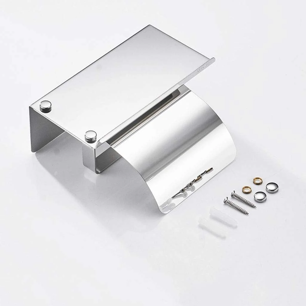 Toilet Roll Holder Roll Paper Holder 304 Stainless Steel Toilet Paper Holder Mobile Phone Toilet Paper Holder Bathroom Tissue Box Tissue Holder (Argento)
