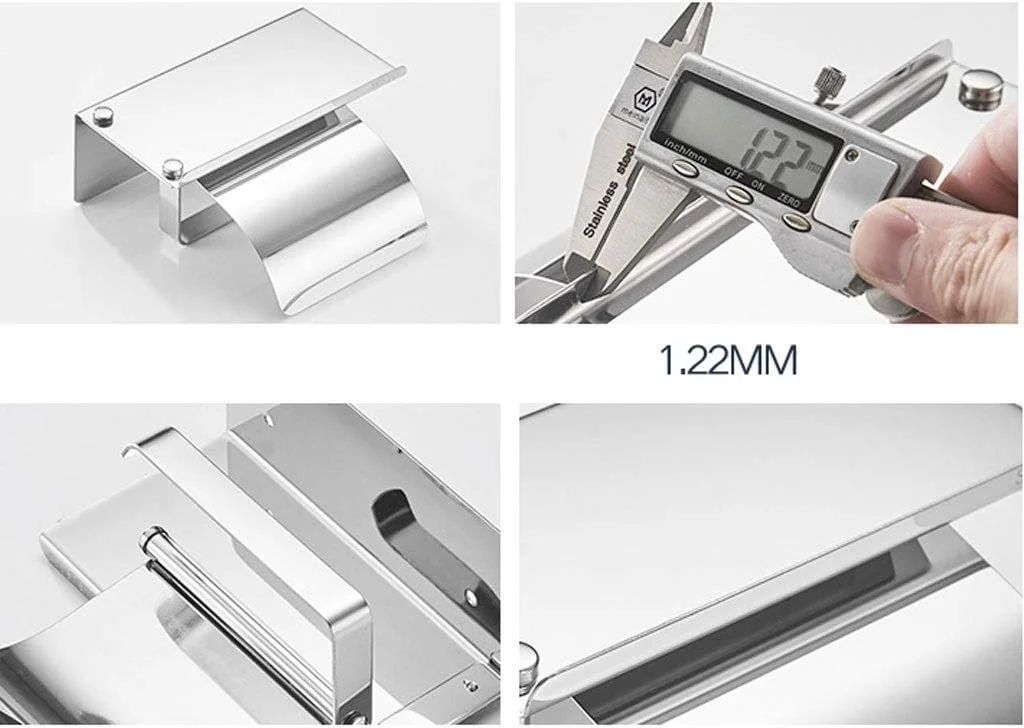 Toilet Roll Holder Roll Paper Holder 304 Stainless Steel Toilet Paper Holder Mobile Phone Toilet Paper Holder Bathroom Tissue Box Tissue Holder (Argento)