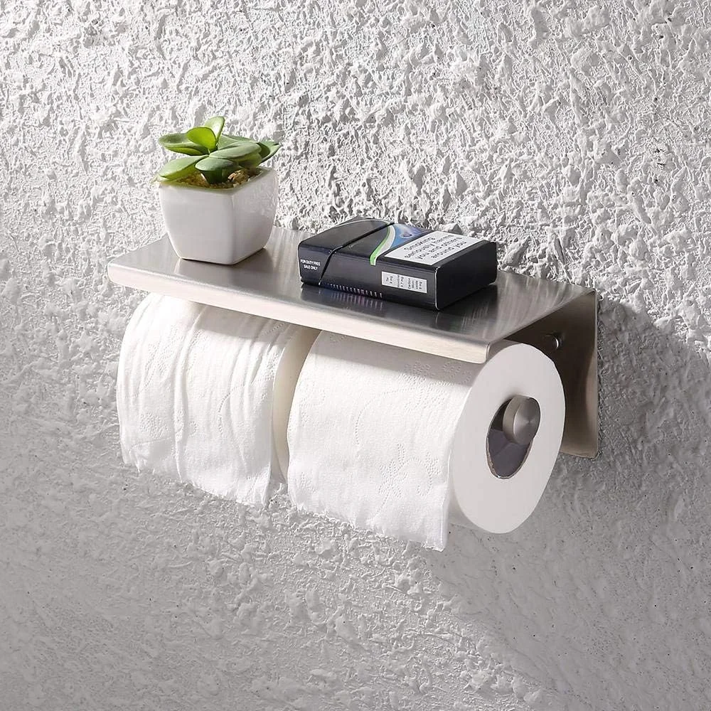 Dual Toilet Paper Holder Stainless Steel Bathroom Double Tissue Paper Towel Roll Holder