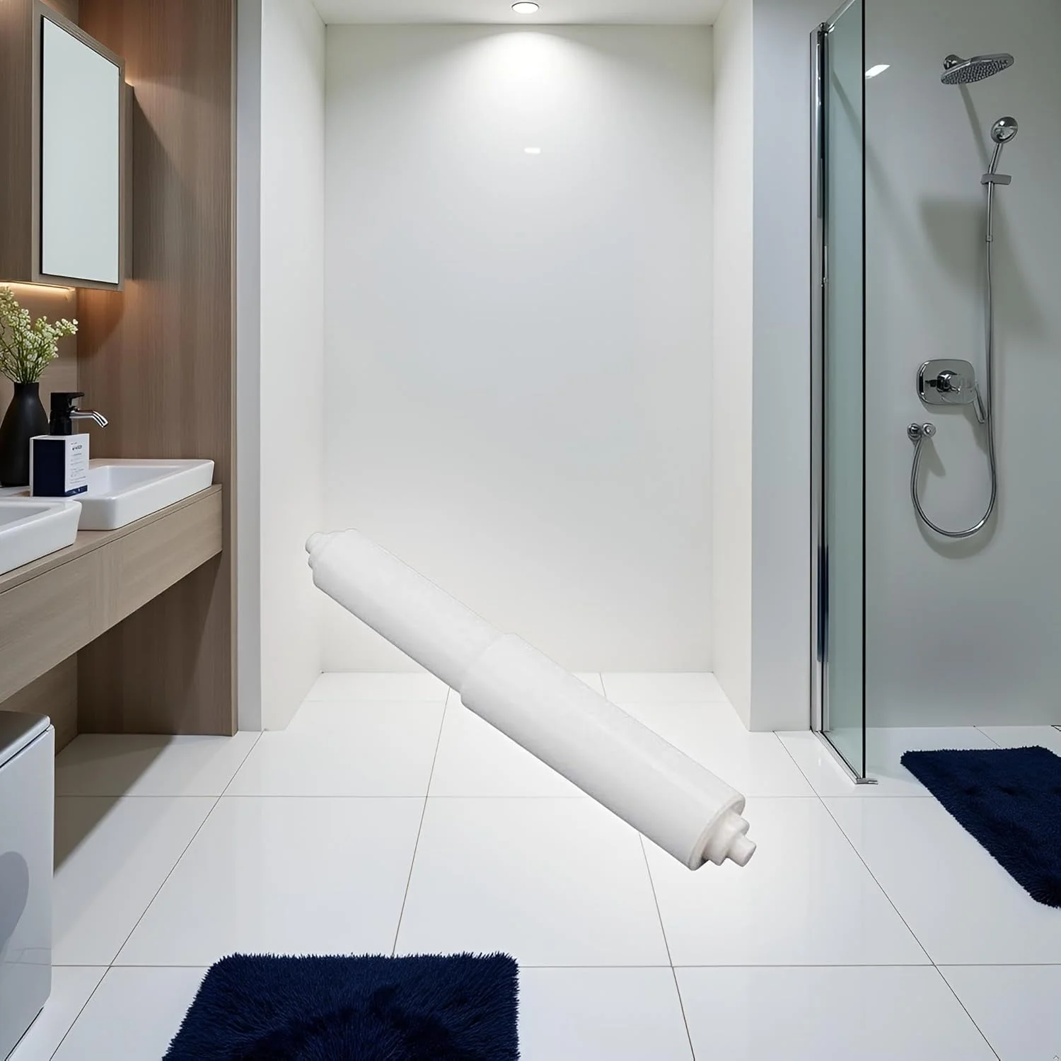 جا کاغذی توالت سفید، میله جایگزین قرقره نگهدارنده کاغذ توالت پلاستیکی، جایگزین قرقره پلاستیکی فنری، درج نگهدارنده کاغذ 1 عدد