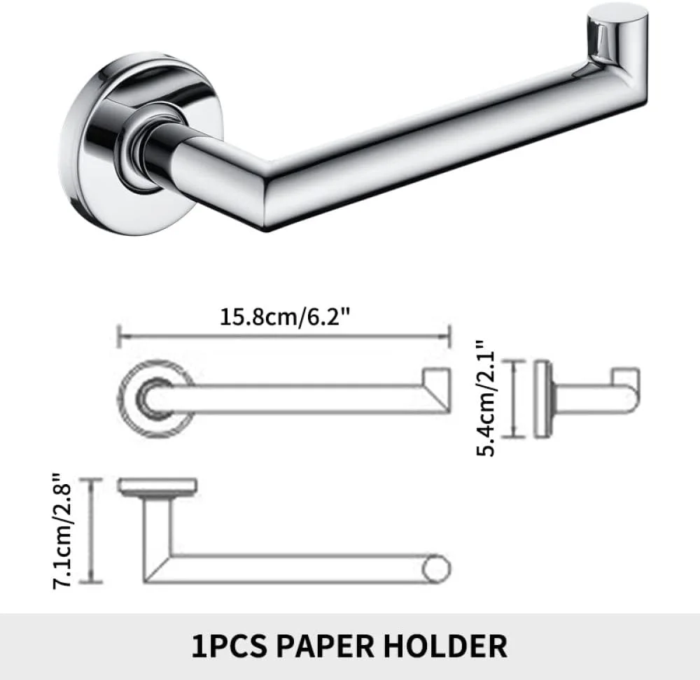 نگهدارنده دستمال توالت دیواری، آویز رول دستمال کاغذی، استیل ضد زنگ 304، جا حوله ای، لوازم جانبی حمام، رنگ نقره ای، 4 عدد