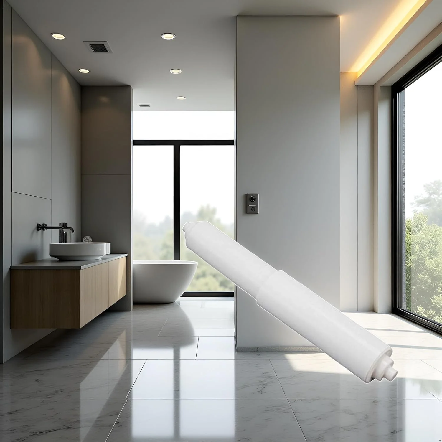 جا کاغذی توالت سفید، میله جایگزین قرقره نگهدارنده کاغذ توالت پلاستیکی، جایگزین قرقره پلاستیکی فنری، درج نگهدارنده کاغذ 1 عدد