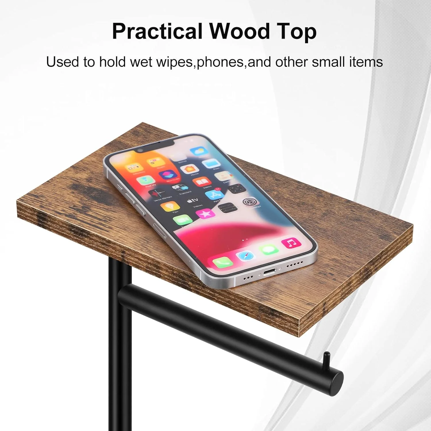 پایه نگهدارنده دستمال توالت با قفسه، نگهدارنده رول دستمال توالت با جای ذخیره، پایه دستمال توالت ایستاده، پایه دستمال توالت روستیک با قفسه برای حمام، مناسب برای نگهداری دستمال مرطوب، تلفن همراه، رول های بزرگ، قهوه ای روستیک