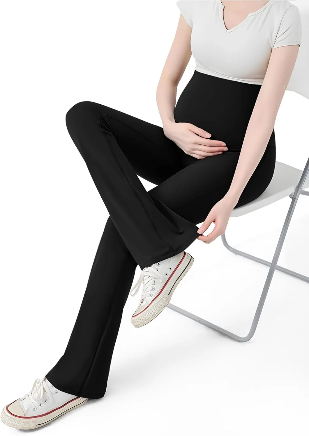 لگینگ بارداری دمپا گشاد KASTWAVE روی شکم - شلوار بارداری نرم و لطیف مناسب یوگا و استفاده روزمره، سایز XXL