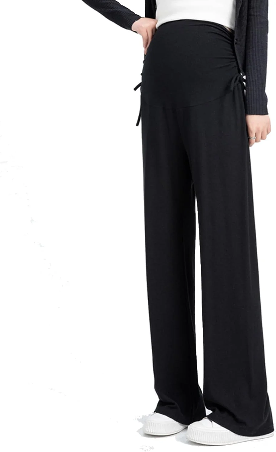 شلوار بارداری زنانه Hoqque، کشی و راحت با بند، طراحی ایده آل پاچه گشاد، مناسب برای بهار و تابستان، قابل استفاده در داخل و خارج از منزل، شلوار پالازو بارداری