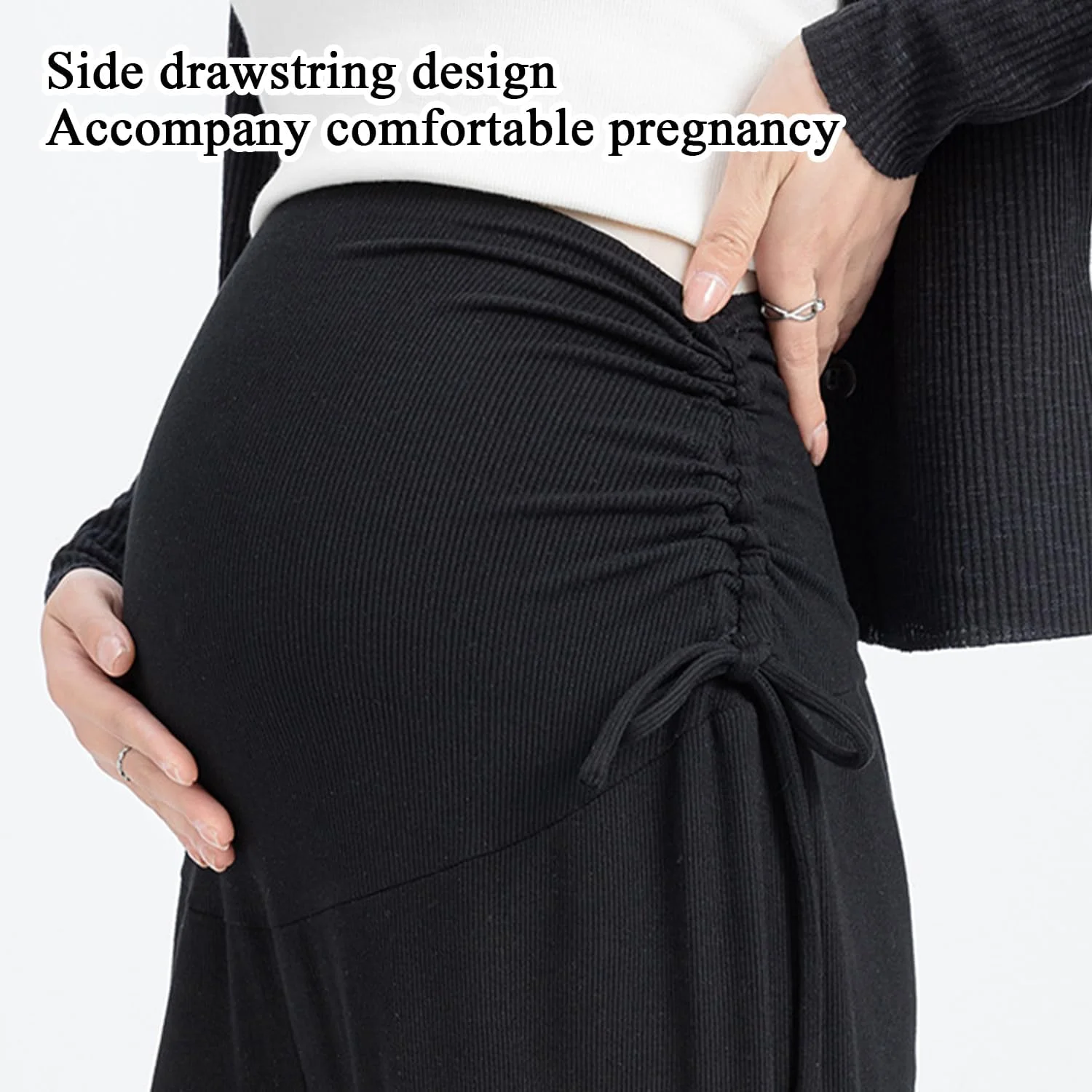 شلوار بارداری زنانه Hoqque، کشی و راحت با بند، طراحی ایده آل پاچه گشاد، مناسب برای بهار و تابستان، قابل استفاده در داخل و خارج از منزل، شلوار پالازو بارداری