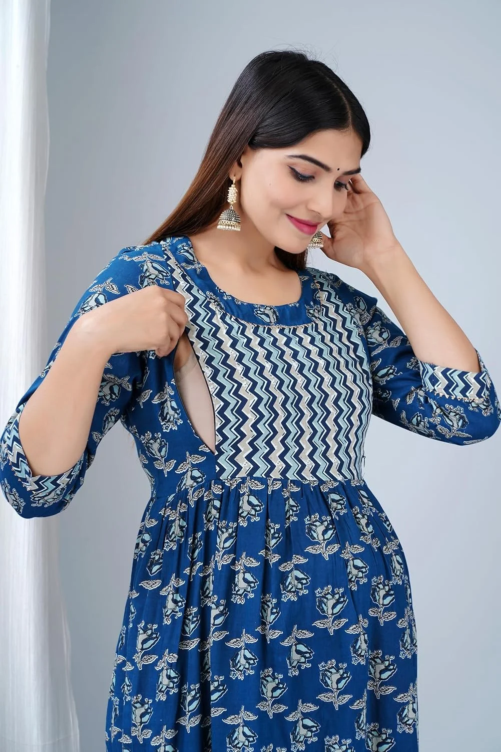 لباس بارداری زنانه Jikonet، کورتی شیردهی با زیپ و جیب بغل