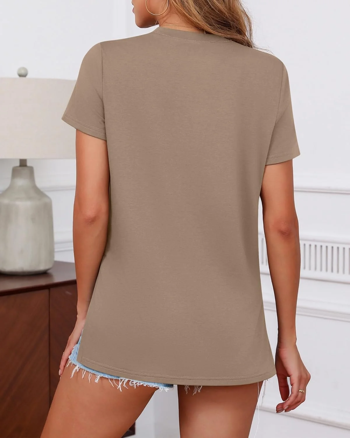 تی شرت بارداری زنانه فایسرد، بسته 3 عددی، آستین کوتاه، طرح چاک جانبی، تاپ بارداری غیر رسمی یقه گرد، لباس مادرانه