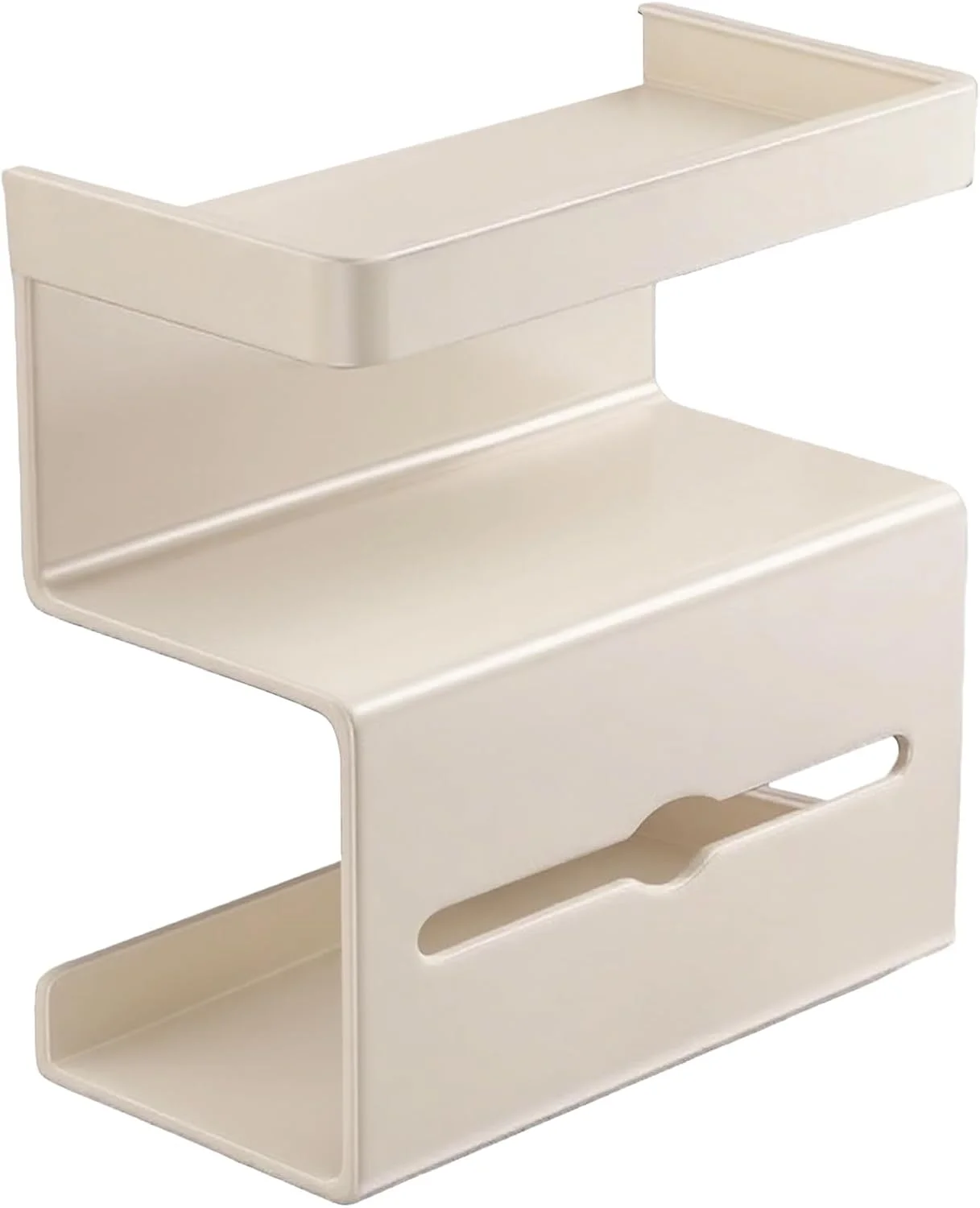 جا دستمال کاغذی دیواری با قفسه | پایه نگهدارنده دستمال کاغذی بدون نیاز به سوراخکاری با قفسه | پایه مدرن و صرفه جویی در فضا برای سرویس بهداشتی، کاروان، حمام مهمان، آپارتمان و خانه