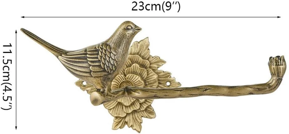 جا دستمال توالت طرح پرنده خلاقانه نوردیک، جا حوله ای مسی برنجی آویز دیواری