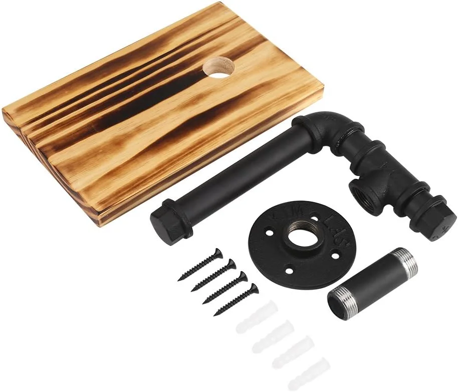 نگهدارنده دستمال توالت با قفسه چوبی، نگهدارنده رول دستمال کاغذی دیواری حمام با قفسه نگهداری تلفن