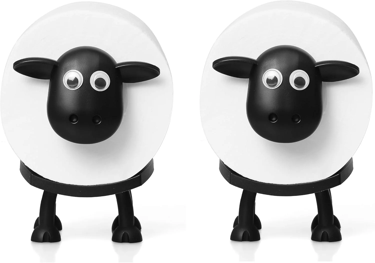 جا دستمال کاغذی رولی طرح گوسفند، بسته 2 عددی - دکور بامزه برای حمام، ست مشکی گوسفند، مناسب برای دکوراسیون حمام، اتاق کار و سرویس بهداشتی