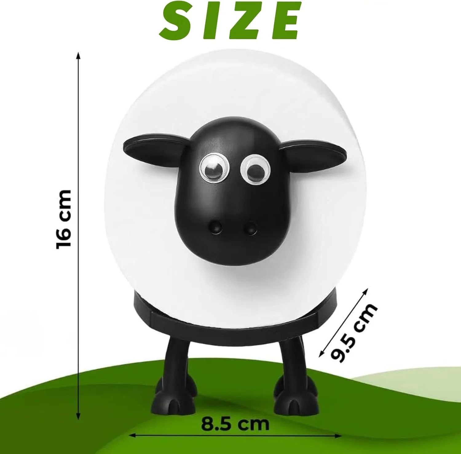 جا دستمال کاغذی رولی طرح گوسفند، بسته 2 عددی - دکور بامزه برای حمام، ست مشکی گوسفند، مناسب برای دکوراسیون حمام، اتاق کار و سرویس بهداشتی