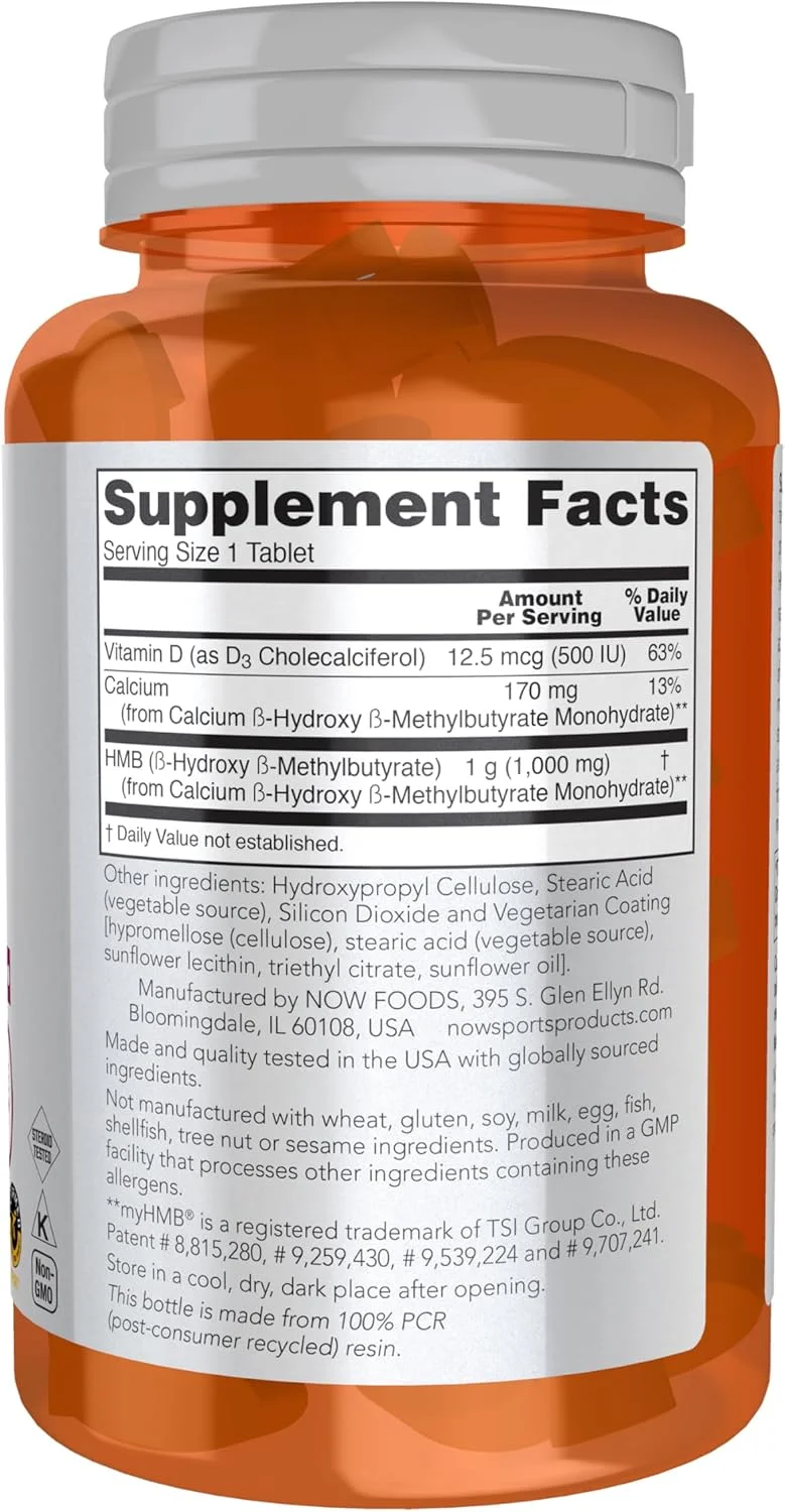 Now Sports Nutrition، HMB (β-هیدروکسی β-متیل بوتیرات)، قدرت دو برابر 1000 میلی گرم، 90 قرص
