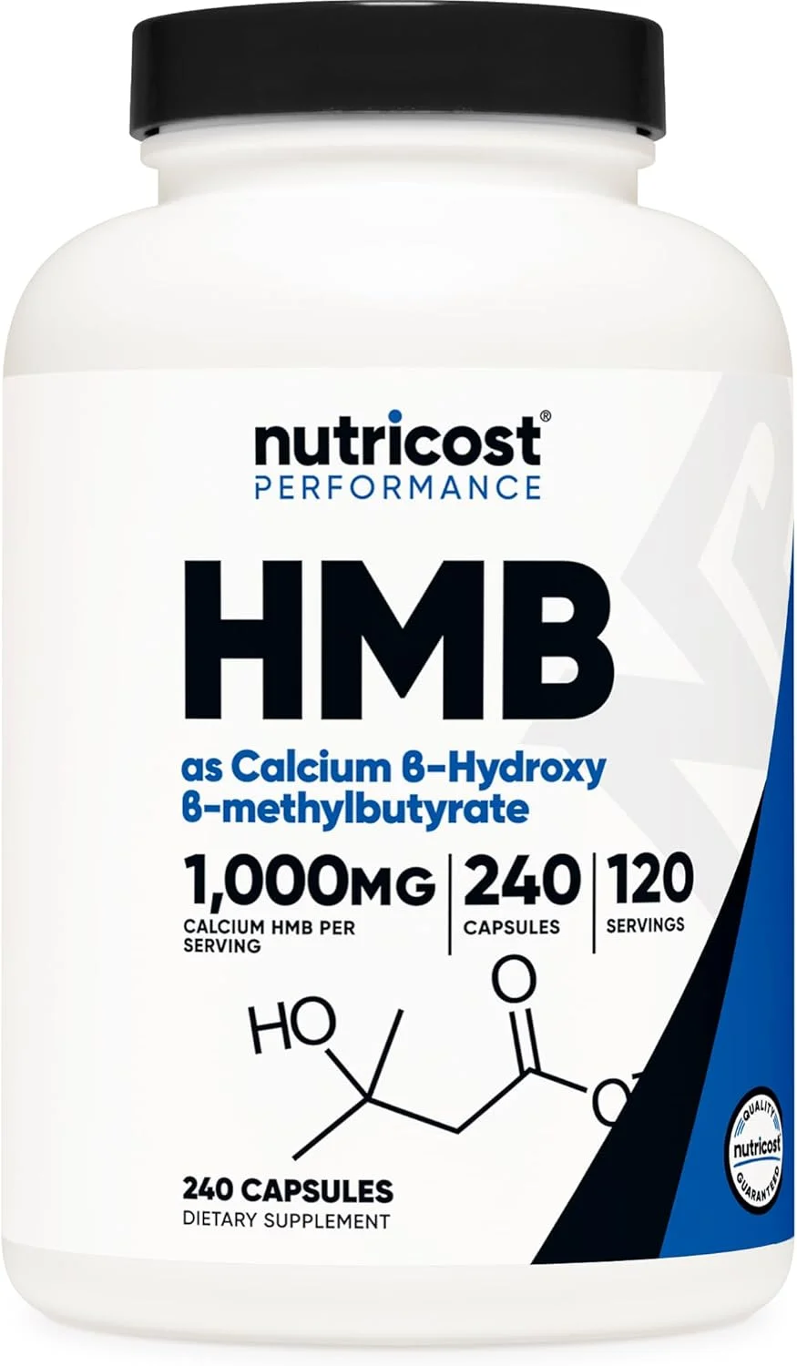 نوتری‌کاست HMB (بتا-هیدروکسی بتا-متیل‌بوتیرات) 1000 میلی‌گرم (240 کپسول) - 500 میلی‌گرم در هر کپسول، 120 سروینگ - بدون گلوتن و غیر تراریخته