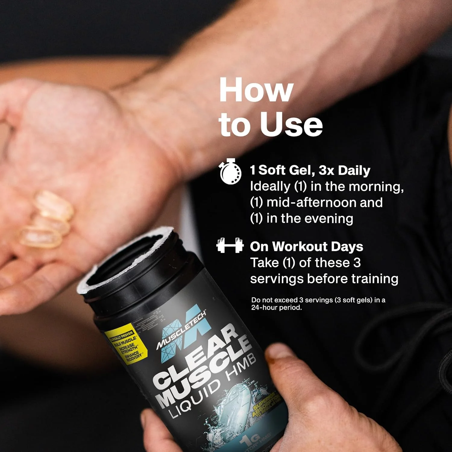 ماسل تک Clear Muscle HMB Free Acid بالاترین گرید HMB، پشتیبانی از قدرت و ریکاوری عضلات با 1000 میلی گرم بتاتور، تسریع ریکاوری و کمک به کاهش تجزیه عضلات، سافت ژل مایع 42 عددی ماسل تک Clear Muscle HMB Free Acid بالاترین گرید HMB، پشتیبانی از قدرت و ریکاوری عضلات با 1000 میلی گرم بتاتور، تسریع ریکاوری و کمک به کاهش تجزیه عضلات، سافت ژل مایع 42 عددی