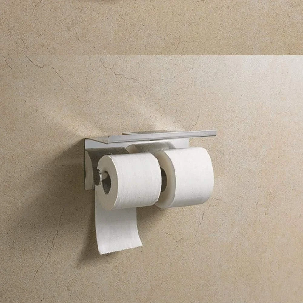 نگهدارنده دستمال توالت، نگهدارنده حوله کاغذی، مناسب هتل، حمام، دو رول، آلیاژ آلومینیوم، قفسه نگهدارنده دوگانه، مناسب دیوار حمام و دوش