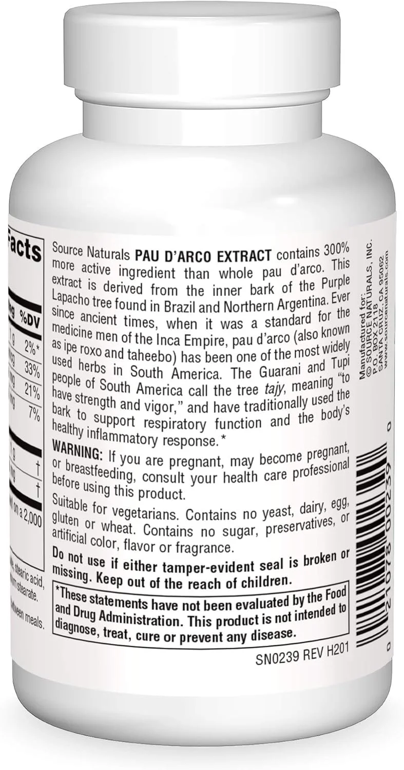 عصاره پاو دارکو 500 میلی گرمی Source Naturals، 100 قرص عصاره پاو دارکو 500 میلی گرمی Source Naturals، 100 قرص