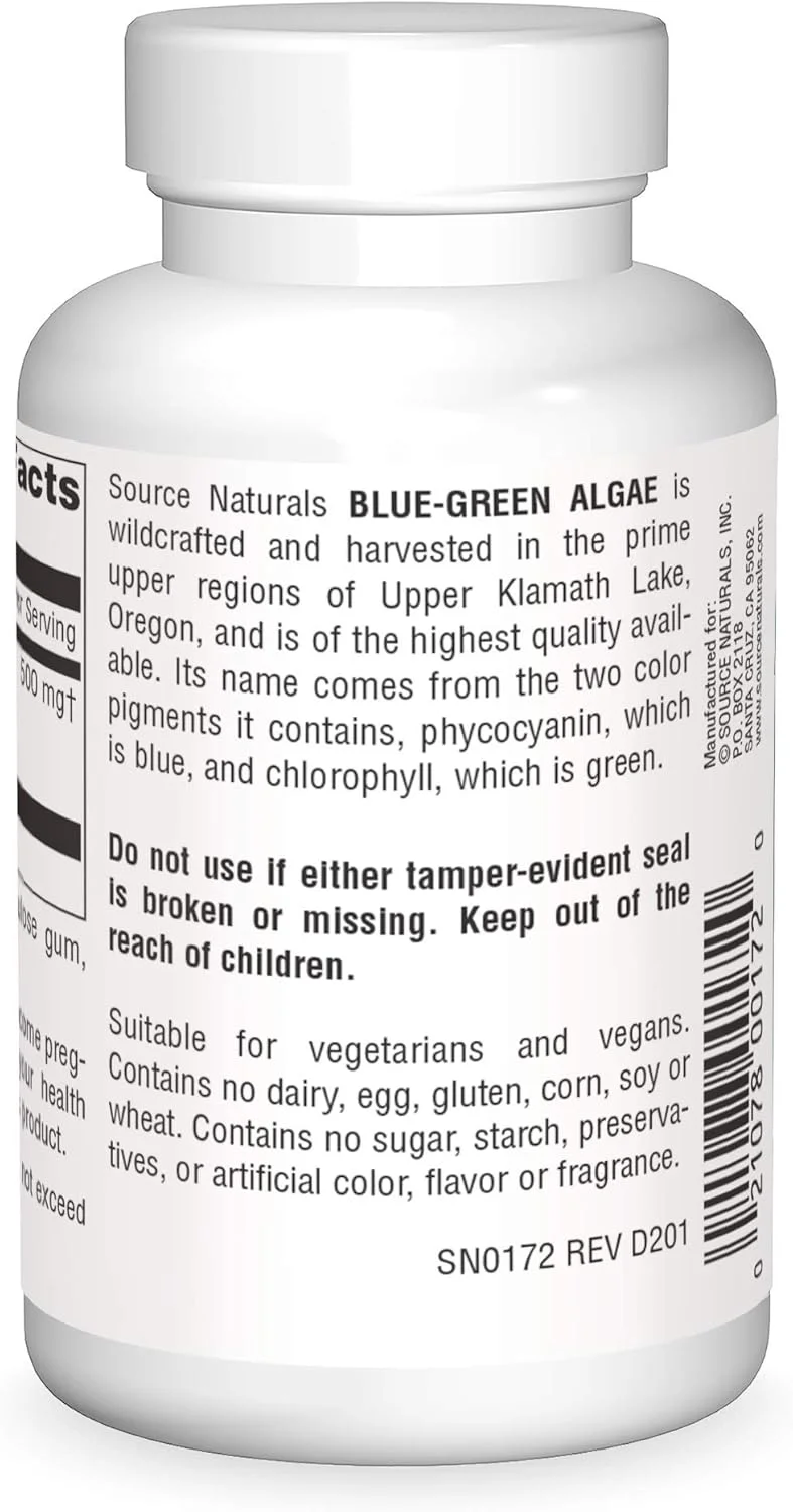 جلبک سبز-آبی خشک شده Source Naturals 500 میلی گرم 100 قرص جلبک سبز-آبی خشک شده Source Naturals 500 میلی گرم 100 قرص