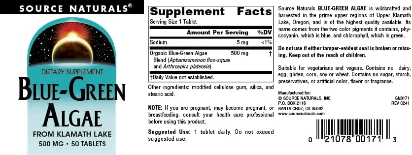 Source Naturals جلبک سبز-آبی خشک شده انجمادی 500 میلی گرم 50 قرص Source Naturals جلبک سبز-آبی خشک شده انجمادی 500 میلی گرم 50 قرص