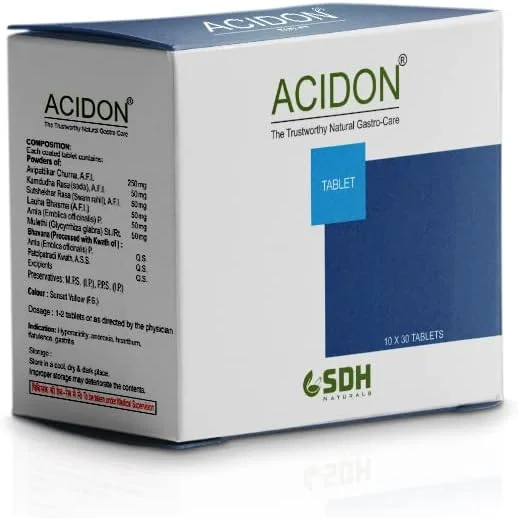 قرص های گیاهی طبیعی آسیدون شری دهانوانتری هربالز حاوی گیاهان آیورودا برای تسکین اسیدیته بالا و زخم | کاملا طبیعی