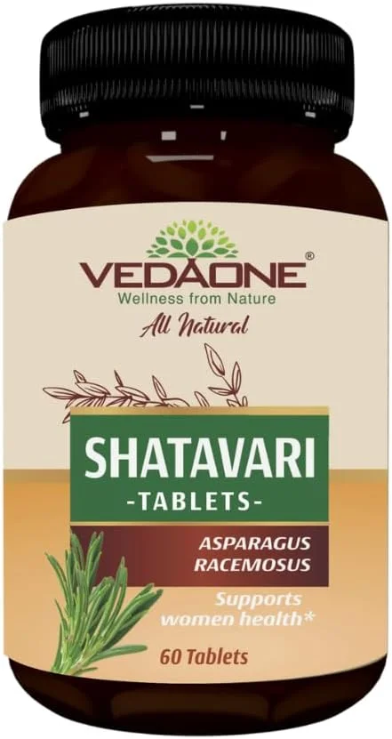 قرص شاتاواری طبیعی VedaOne | 750 میلی گرم | 60 عدد | مکمل شاتاواری برای زنان | تعادل هورمونی، سلامت باروری زنان، بهبود خلق و خو و ایمنی، وضوح ذهنی
