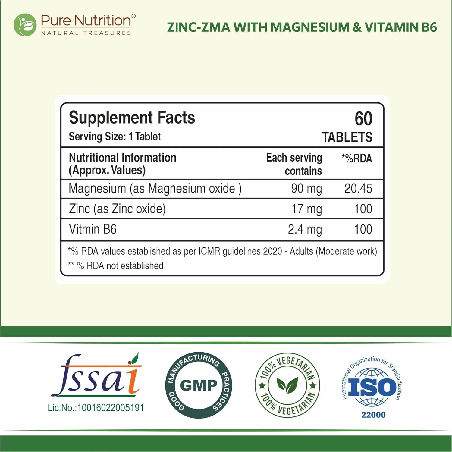 قرص زینک ZMA پیور نوتریشن، 180 عدد (60X3) (آسپارتات منیزیم زینک و ویتامین B6) 800 میلی گرم | مکمل بازیابی عضلات در طول شب | افزایش قدرت عضلات و استخوان | بهبود کیفیت خواب قرص زینک ZMA پیور نوتریشن، 180 عدد (60X3) (آسپارتات منیزیم زینک و ویتامین B6) 800 میلی گرم | مکمل بازیابی عضلات در طول شب | افزایش قدرت عضلات و استخوان | بهبود کیفیت خواب