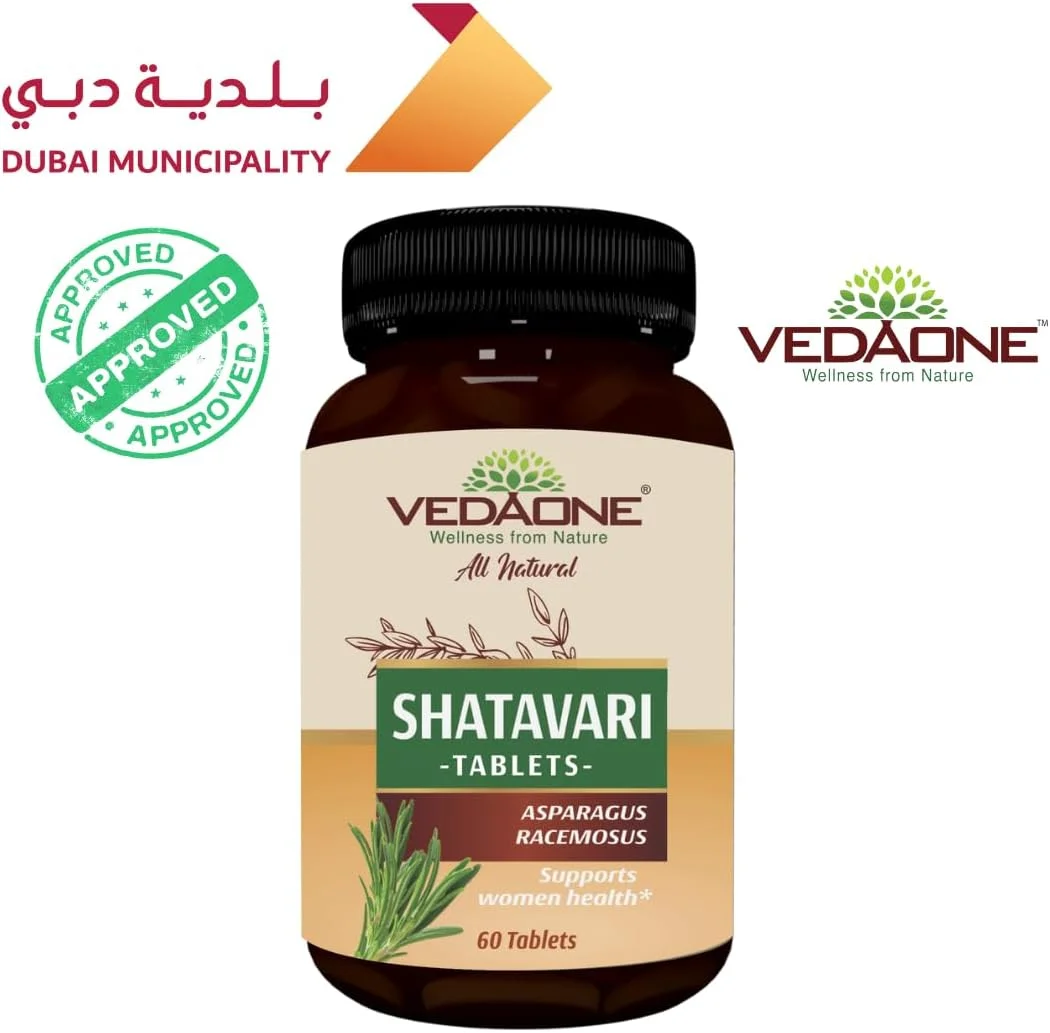 قرص شاتاواری طبیعی VedaOne | 750 میلی گرم | 60 عدد | مکمل شاتاواری برای زنان | تعادل هورمونی، سلامت باروری زنان، بهبود خلق و خو و ایمنی، وضوح ذهنی قرص شاتاواری طبیعی VedaOne | 750 میلی گرم | 60 عدد | مکمل شاتاواری برای زنان | تعادل هورمونی، سلامت باروری زنان، بهبود خلق و خو و ایمنی، وضوح ذهنی
