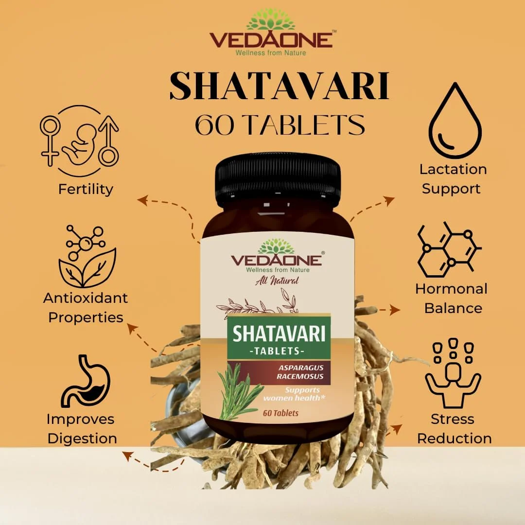 قرص شاتاواری طبیعی VedaOne | 750 میلی گرم | 60 عدد | مکمل شاتاواری برای زنان | تعادل هورمونی، سلامت باروری زنان، بهبود خلق و خو و ایمنی، وضوح ذهنی قرص شاتاواری طبیعی VedaOne | 750 میلی گرم | 60 عدد | مکمل شاتاواری برای زنان | تعادل هورمونی، سلامت باروری زنان، بهبود خلق و خو و ایمنی، وضوح ذهنی